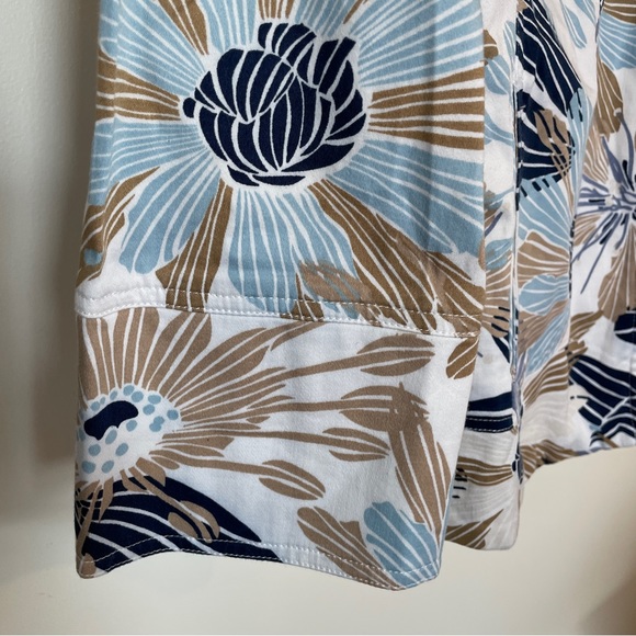 Westbound Womens 3/4 sleeve Open Front Jacket Blazer White Blue Tropical Print M - Picture 3 of 8